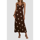 MQTIME  -  Women Y2k Polka Dot Ruffle Trim V-Neck Cami Long Dress Spaghetti Strap Tied Backless Sheer Mesh Maxi Aline Slip Dress