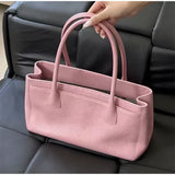 MQTIME  -  Solid Grain Crocodile Textured PU Long Underarm Bag Double Thick Handle Large Capacity Commute Shoulder Handbag Women Purse