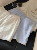  MQTIME  -  Summer Sweet Striped Print All Match Loose Casual  High Waist Straight Shorts