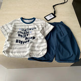  MQTIME  -  Boys Suit Spring and Summer New Children's Wear Boys Cool Handsome Sports Letter T-shirt Casual Shorts Two Sets