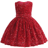 MQTIME  -  Christmas Girls Dresses Children Sequin Birthday Party Gown Kids Princess Sweet Vestidos Baby Infant Sleveless Clothing 1-6 Year