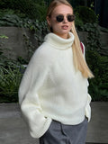 MQTIME  -  Turn-down Collar Back Split Sweater Women Elegant Full Sleeve Knitted Loose Fit Top Lady early autumn Chic Casual knit top