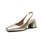 MQTIME  -  Square Toe Design Patent Leather Women Shoes Chunky Heels Summer Women's Pumps Slingbacks Candy Colors Sandals for Women WSH5310