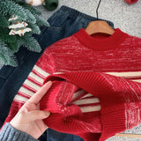  MQTIME  -  Winter Kids Baby Boys Knitwear Versatile Striped Thicken Warm Toddler Boys Pullovers Christmas Infant Boys Knitwear