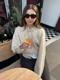 MQTIME  -  Elegant Knit Grey Women Cardigans Fashion Long Sleeve Button O-neck Female Knitwear Autumn Winter Fashion Lady Sweaters