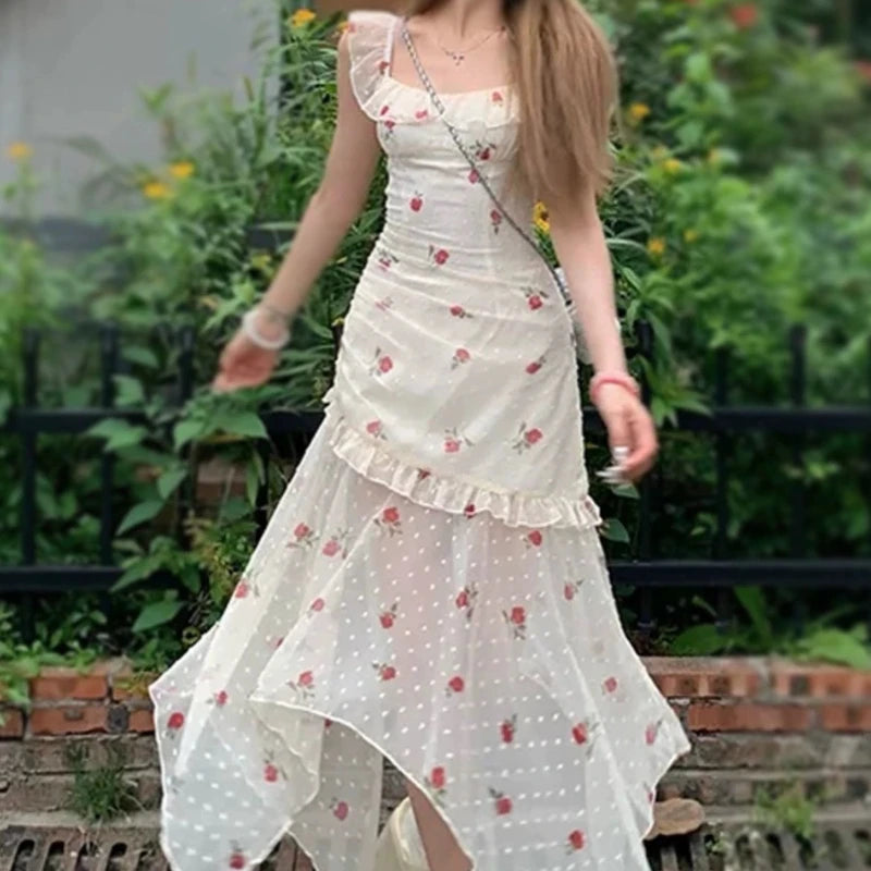 MQTIME - Elegant Sweet Floral Dress Coquette Kawaii Resort Dress Tull mqtime MQTIME - Elegant Sweet Floral Dress Coquette Kawaii Resort Dress Tull mqtime