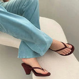 MQTIME  -  French Retro High-heeled Women's Shoes Toe Sandals Women's Summer Thick Heels Wear Cool Slippers