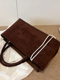 MQTIME  -  Faionable Large Capaci Commuter Suede Tote Bag Dongda Gate New Soft PU Handbag Casual Youth Sle Trendy Tot Bag