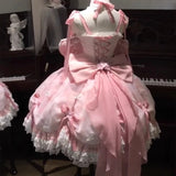 MQTIME  -  Peach Blossom Handmade Young Girls Birthday Lolita Tutu Dress Flower Party Dress Women Wedding High Quality Princess Dress