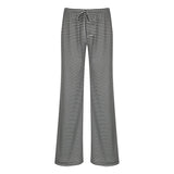 MQTIME  -  New women's clothing, simple blue striped knitted casual pants, women's loose sports beach straight-leg trousers