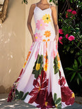 MQTIME  -  Women s Boho Floral Print Spaghetti Strap Maxi Dress Sleeveless Flowy Hem Summer Beach Cami Dress with Pockets