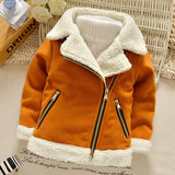 MQTIME  -  Children's Fleece-lined Jackets Kids Winter Turn-down Cotton Coats Boys Plush Velvet Clothing Toddler Fashion Padded Outerwear