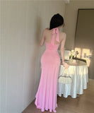 MQTIME  -  Evening Party Dresses Women Flower Sleeveless V Neck Bandage Backless Sexy Mermaid Dress Cocktail Wedding Party Prom
