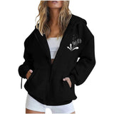 MQTIME  -  Women Zipper Hoodies Spring Autumn Fashion Print Sweatshirts Loose Tops Hip Hop Harajuku Jackets Female Casual Outerwear