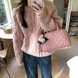 MQTIME  -  Women Knitting Sweater New Soft Knit Sweater Women's Retro Thickened Oversized Lazy Style Slim Fit Knit Top