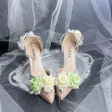 MQTIME  -  bridal wedding heels High heels shoes elegant champagne Lolita cosplay y2k accessories Wedding shoes 2000s designerdress heel