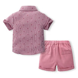 MQTIME  -  Summer Boys Sets Clothing Korean Fashion Gentleman Plaid Cotton Short Sleeve Baby Tops+Shorts+Tie Kids Boutique Clothes