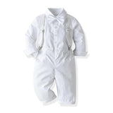 MQTIME  -  White Toddler Boys Suit Gentleman Clothes Baptism Dress Shirt Bib Pants Solid Party Wedding Handsome Kid Clothing 1-6Y Outfit