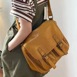  MQTIME  -  Vintage Autumn Brown PU Leather Crossbody Bag Shoulder Bag Large Capacity Messenger Bags Commuter Tote Bag Women's Bags