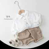 MQTIME  -  Spring New Children Long Sleeve Shirts Solid Boys Lapel Shirts Kids Girls Pocket Cardigan Baby Casual Tops Infant Clothes