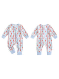 MQTIME  -  Toddler Girl Winter Snowflake Print Hooded Romper Long Sleeve Zipper Jumpsuit Christmas Elk Outfit with Pom Pom Hat