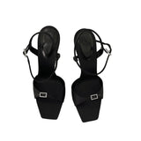 MQTIME  -  Sparkling Diamond Buckle Stiletto Heels Women's New Black Versatile Slotted Buckle Strap Open Toe Square Toe Sandals