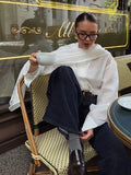  MQTIME  -  Casual Loose White Shawl Shirts Women O-neck Long Sleeve Single Breasted Shirt Female 2026 Spring Lady Elegant Commute Tops
