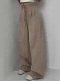  MQTIME  -  Fashion Y2K Wide Leg Long Pant For Women Elegant Elastic High Waist Double Drawstring Baggy Pant Office Lady Loose Suit Trousers