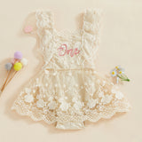 MQTIME  -  Summer Infant Baby Girls Bodysuit Dress Sleeveless Embroidery Lace Tulle Patchwork Jumpsuit Clothes