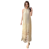 MQTIME  -  Women Summer Fashion Embroidery Flower Hollow Out Loose Fit Casual Bohemian Dress Sleeveless Sundresses Streetwear