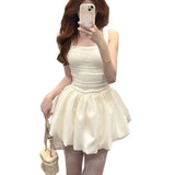 MQTIME  -  Pure Color Y2k Mini Dress Women Casual Even Party Clothing Elegant Dress Even Outwear Chic Korean Fashion Outwear Summer 2024