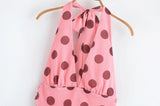 MQTIME  -  summer new women's casual fashion simple halter neck V-neck sleeveless backless polka dot long dress