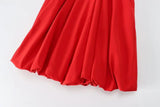 MQTIME  -  Women Summer Round Neck Short Dress Casual Red Pullover Balloon Style Dress Fashion Sleeveless Strapless Holiday Party Skirt