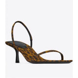 MQTIME  -  Versatile One-piece Buckle High-heeled Summer New Pointed Toe Roman Leopard Print Mid Heeled Women's Sandals