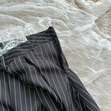 MQTIME  -  Korean Fashion Vacation Kpop Lace Vest + Y2k Preppy Mini Pleated Skirt 2000s Aesthetic Striped Outfits 2 Piece Set Summer Women