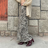  MQTIME  -  Spring and Summer Women's Clothing High Waist Hip Wrap One-step Skirt Zebra Print Split Skirt