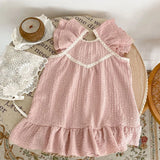 MQTIME  -  Summer baby clothing, girls aged 0-5, sweet dress, cute double sleeve skirt