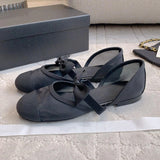 MQTIME  -  New Bow Ballet Flats French Retro Mary Jane Shoes Women Round Toe Hollow Out Flat Shoes