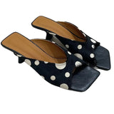  MQTIME  -  Summer Women Polka Dot Slippers Square Open Toe Wedges Heel Slip On Elegant Ladies Office Daily Party Dress Fashion Slide