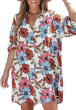 MQTIME  -  Summer New Beach Cover Ups Floral Printed Button Down Sundress Bikini Swimwears Femme Oversized Beachwear Mujer