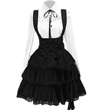 MQTIME  -  Fashion Gothic Lolita Dress Women Vintage Bowknot Outfits Maid Cosplay Anime Girl Black Long Sleeve Gothic Shirt Lace Mini Dress