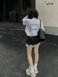 MQTIME  -  Vintage Dot Print Black Skirt Women Lace Patchwork Elastic High Waist Mini Skirts Summer Korean Fashion Cutecore Clothes