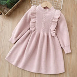 MQTIME  -  New Autumn Christmas Style Baby Girl Birthday Party Dress Kids Princess Dresses 2-6Yrs Children Knitted Clothes