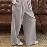  MQTIME  -  Spring Minimalist Commuting Suede Loose High Waisted Casual Design Suit Pants for Women