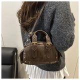 MQTIME  -  Vintage Y2K Aesthetic Fashion Mini PU Leather Rivet Buckle Crossbody Bag Shoulder Bags HandBag Purse Woman Bags