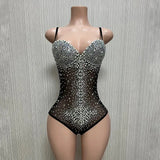 MQTIME  -  Fashion New Sexy Black Mesh Shiny Crystals Maternity Wear Short Elegant Jumpsuit For Women Commemorative Art Photo