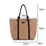 MQTIME  -  Summer Woven Straw Tote Bag Casual Beach Vacation Women Shoulder Bags Large Capacity Female Handbags Solid Color