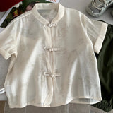  MQTIME  -  Boys Suit Spring and Summer New Childrens Wear Boys and Girls New Chinese Style Plate Button Shirt Shorts Two-piece Set