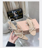 MQTIME  -  Spring/Summer New Retro High Heel Strap One Button Open Toed Sandals for Women