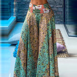 MQTIME  -   Vintage Pattern Printed Summer Holiday Set Sexy V-neck Strap Top and Long Pants Women's Suits Bohemian Sleeveless Casual Outfit